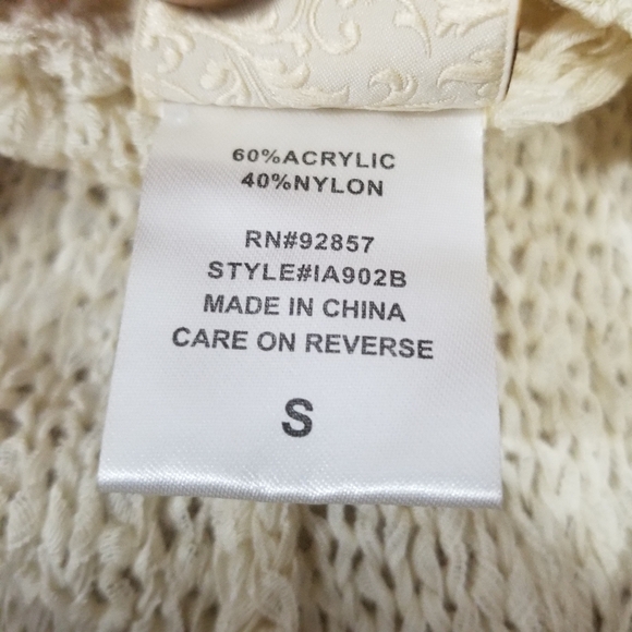 Daytrip Women's Size Small Ivory Open Weave Ladder Back Cardigan Mid Length - Picture 11 of 15